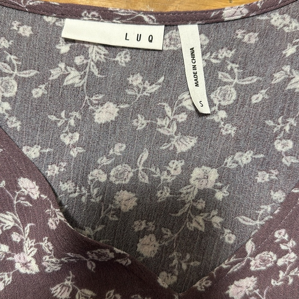 LUQ Rhee Tie Front Top in Purple, Size Small - Picture 4 of 6